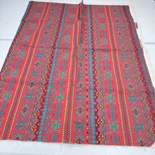 vintage peter pan upholstery fabric red blue tribal southwestern 37x59