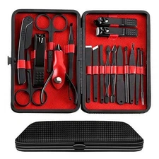 18pcs Professional Manicure Pedicure Set Stainless Steel Grooming Kit Case