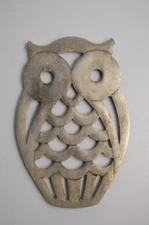 Vintage Owl Trivet F.B. Rogers Italy Metal Collectible Hot Plate EP Zinc