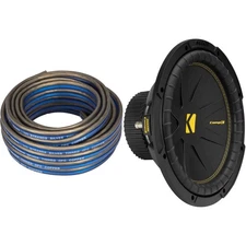 Kicker 50CWCS124 CompC 12" Subwoofer, Single 4-Ohm with Speaker Wire Bundle
