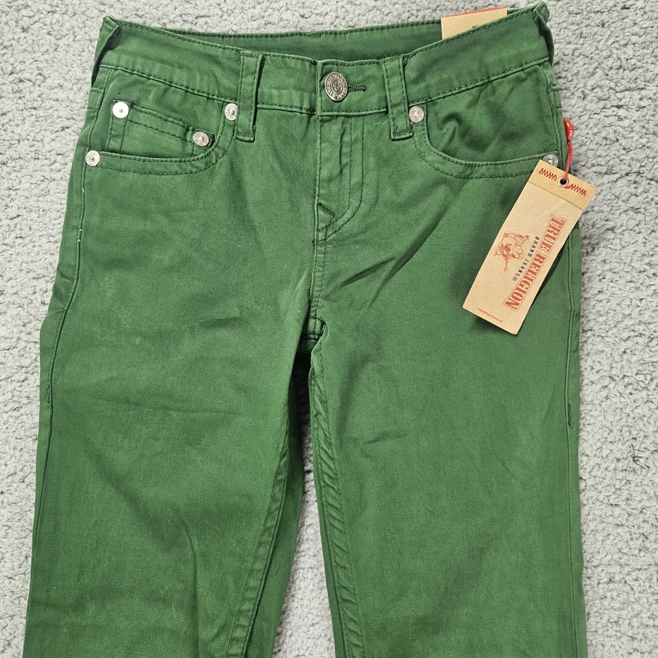 True Religion Kids Section Straight Green Twill Jeans Boys Size 12 NWT - Image 3 of 4
