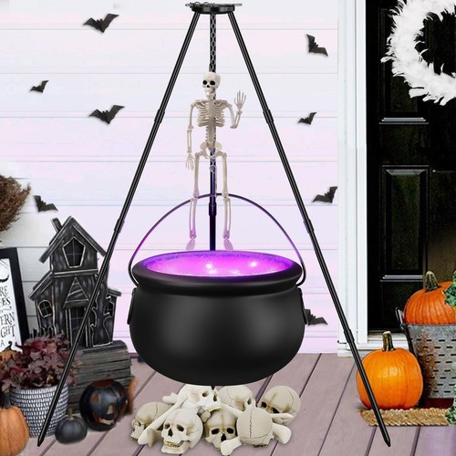Halloween Decorations Outdoor,Large Witches Cauldron on Tripod with String Li...