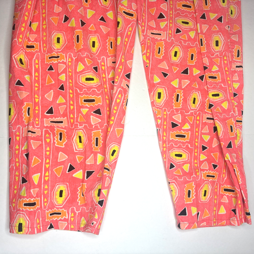 Vintage 80s Pacific Heat Geometric Adjustable Beach Surf Pants Mens Lg Neon Pink - Picture 4 of 16