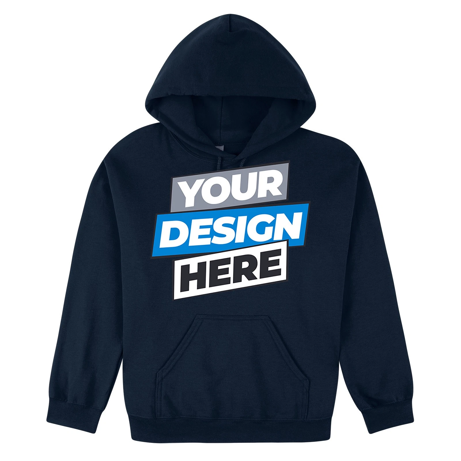Personalised Mens Custom Printed Hoodie Sweatshirt Logo Text Printing Navy Blue