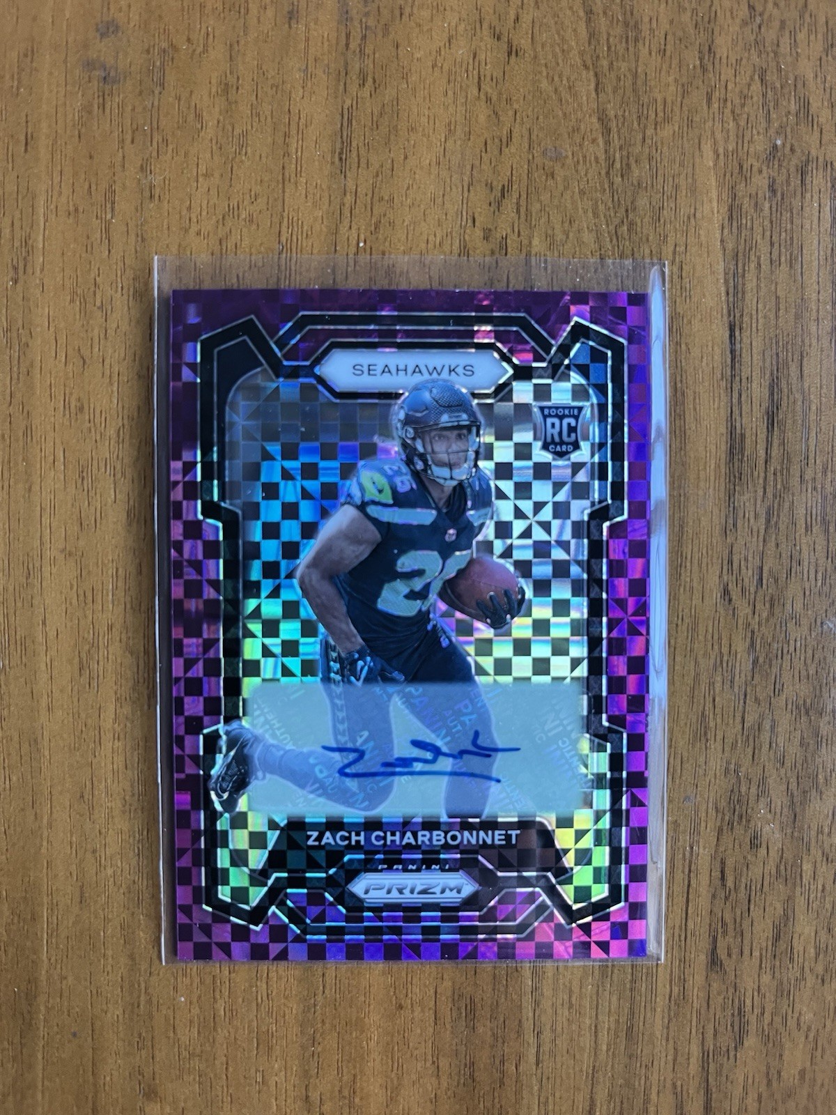 2023-24 Zach Charbonnet Purple Power Prizm Auto #28/49 RC Seahawks #392 Rookie