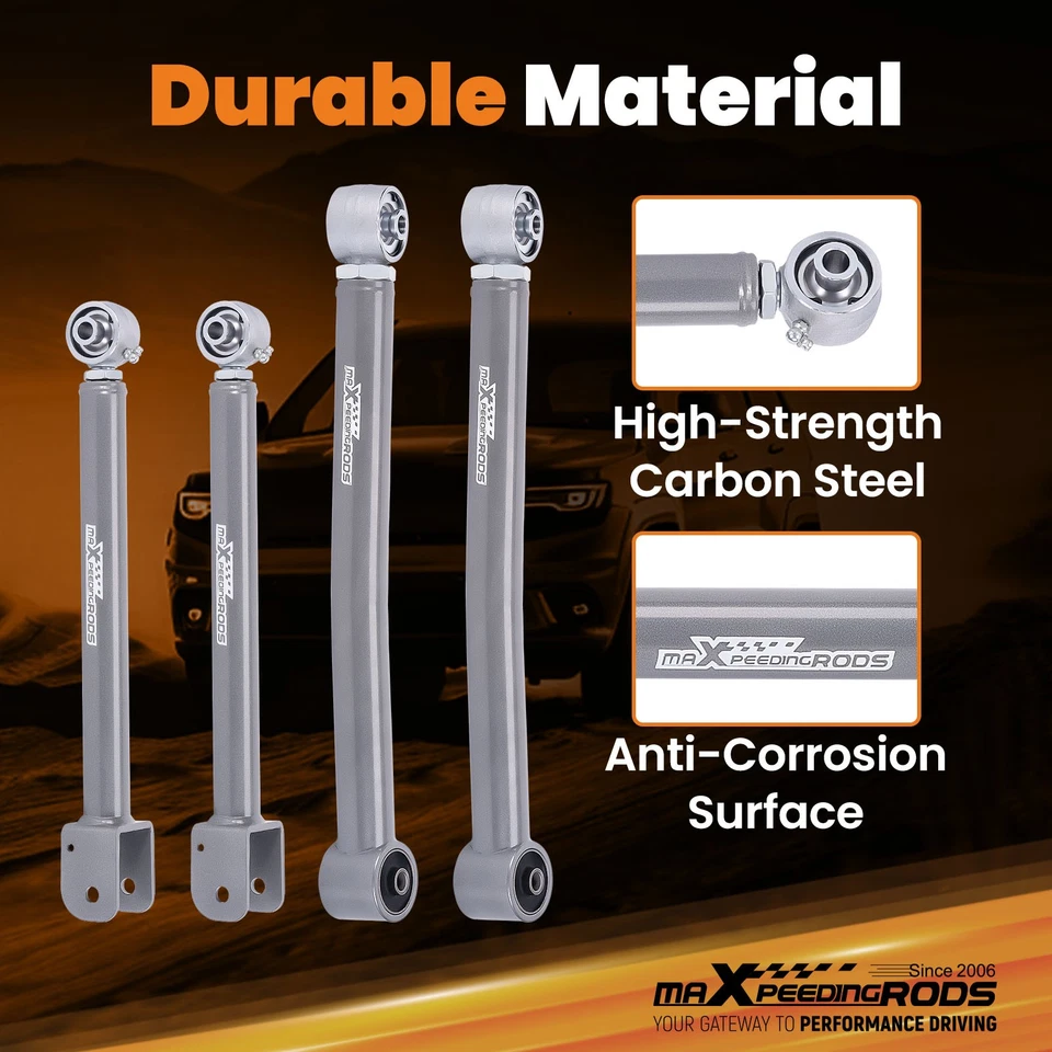 Front Upper Lower Adjustable Control Arms 0-6" For Jeep Wrangler JK 2007-18 4WD - Image 2 of 4