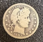 1903 Barber Quarter 90% Silver KM 114 Album-toned 123 year old coin-Free Ship NR