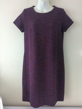 Loft Women's Maroon Short Sleeve Tweed Shift Dress Size Small