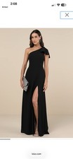 Lulus Simply Brilliant One-Shoulder Bow Maxi Dress Black L