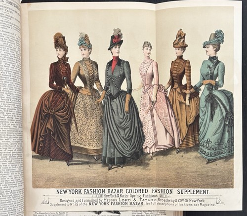 THE NEW YORK FASHION BAZAR 1886 BOUND VOLUME 12 MONTHS & 9 COLOR SUPPLEMENTS - Imagen 5 de 24
