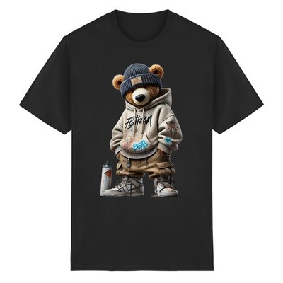Herren T Shirt Teddy Bär Hip Hop Graffiti Streetwear Grafik Shirt