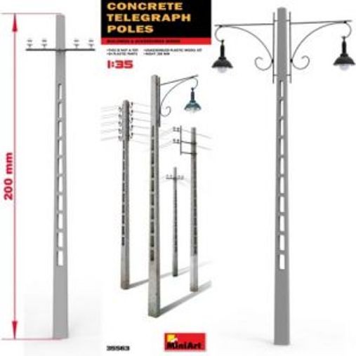 1:35 Miniart Concrete Telegraph Poles Kit MIN35563 Modellbau-image