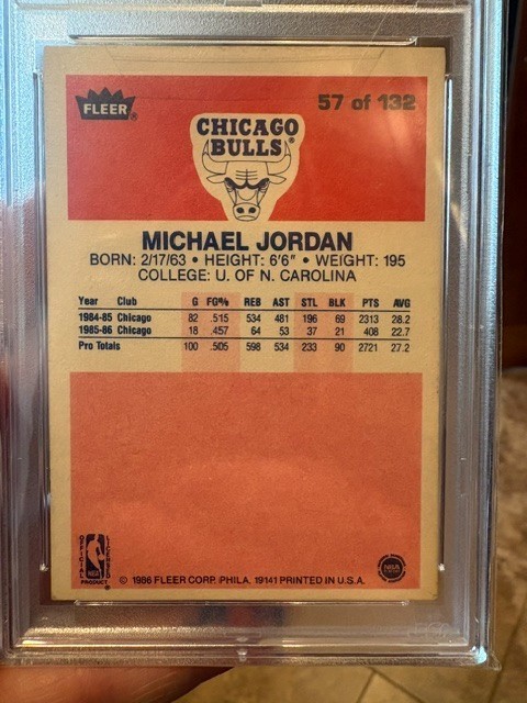 1986-87 Fleer Michael Jordan #57 PSA 2 Rookie/RC Bulls HOF GREAT COLORS GOAT!!! view 2