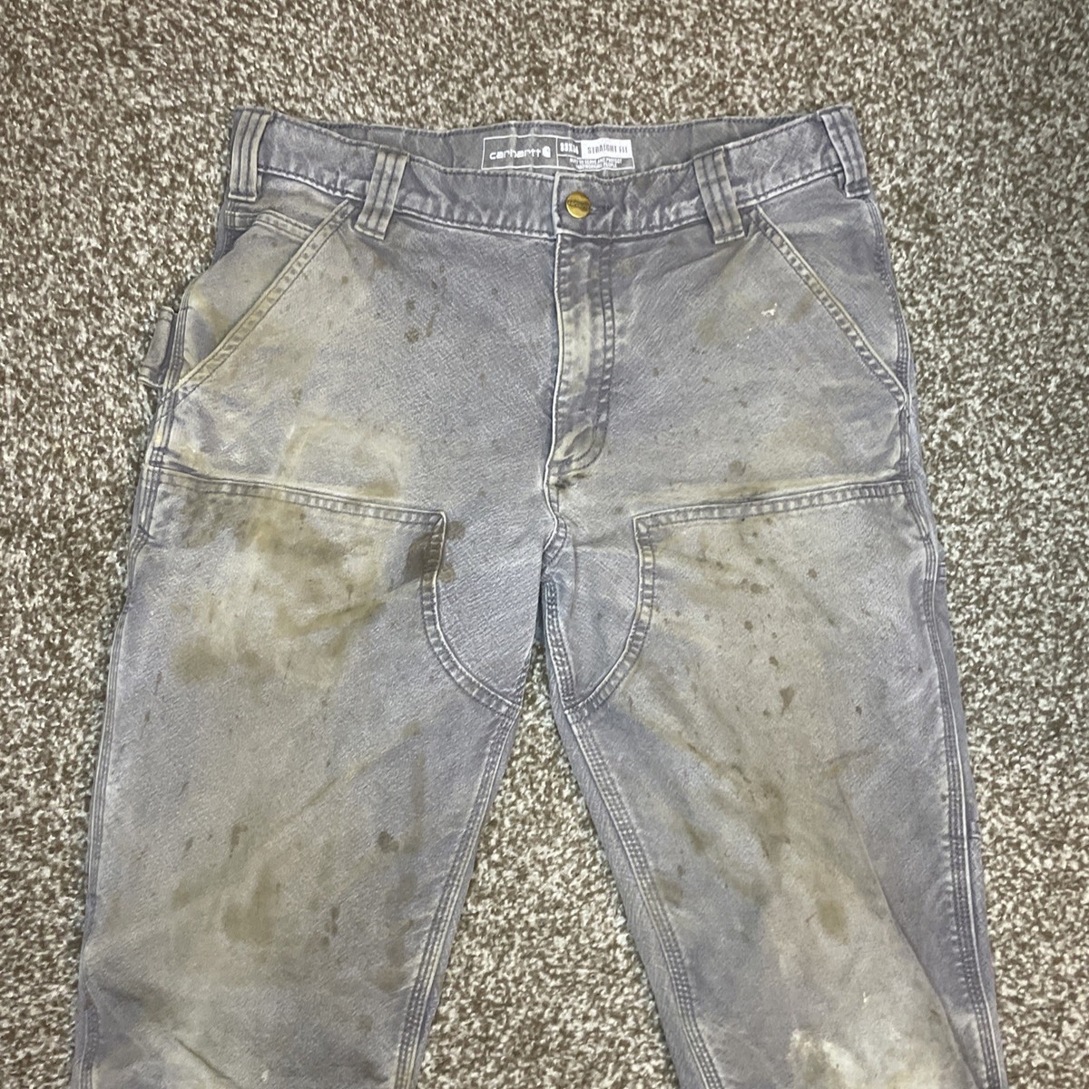 Carhartt Double Knee Canvas Pants Mens 33x34 Straight 103340 GVL