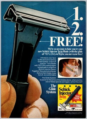1974 SCHICK INJECTOR TWIN BLADE RAZOR Vintage 8''X11'' Magazine Ad 1970's HTN66