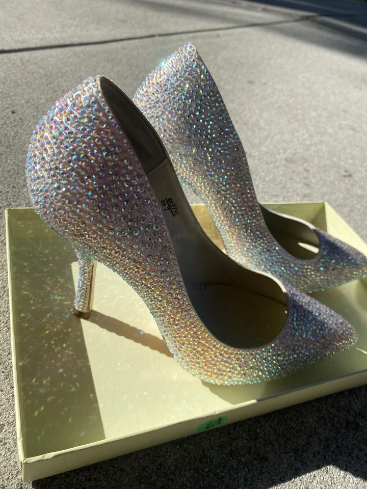 Новый в коробке новый блестящий свадьбы дизайнер каблуки туфли бриллиант сексуальный Stiletto $399 размер 7 - Изображение 4 из 4