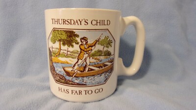 RARE Vintage Pfaltzgraff Mug * Thursday's Child Has Far To Go * Boat River Man