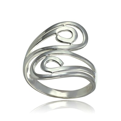 Sterling Silver High Polished Open Wrap Swirl Fashion Ring, Size 7