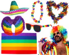 GAY PRIDE FANCY DRESS ACCESSORIES RAINBOW LGBTQ FESTIVAL PARADE EVENT PARTY LOT