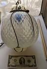 Vintage Murano Rare Opaline Opalescent Quilted Caged Glass Pendant Hanging Lamp  — photo 7