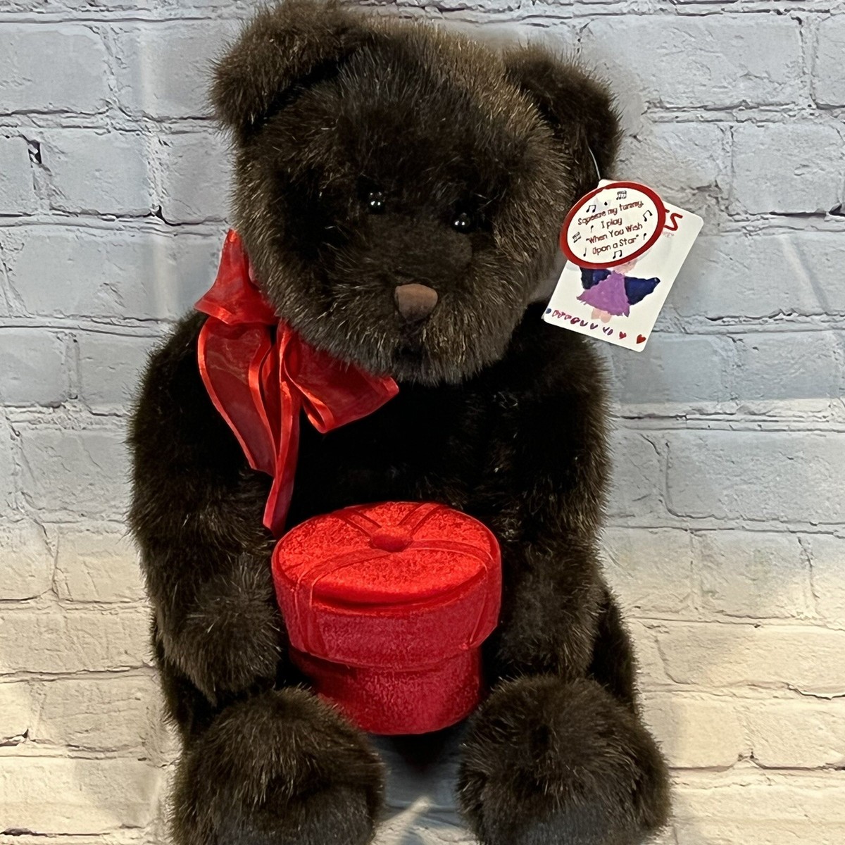 Gund Zales Make A Wish Brown Plush Faux Mink Teddy Bear Jewelry Gift Box  12