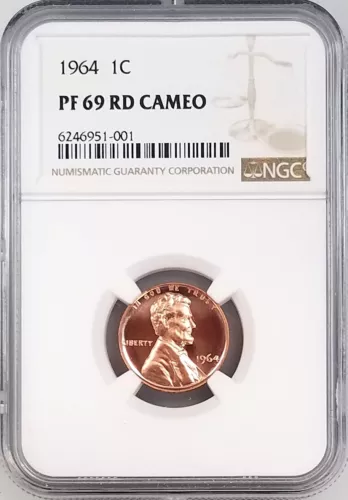 1964 Proof Lincoln Cent certified PF 69 RD CAMEO by NGC! 