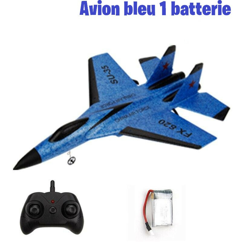 Avion Télécommandé FX-620 SU-35 2.4G - Chasseur Electrique Bleu, Prêt à Voler