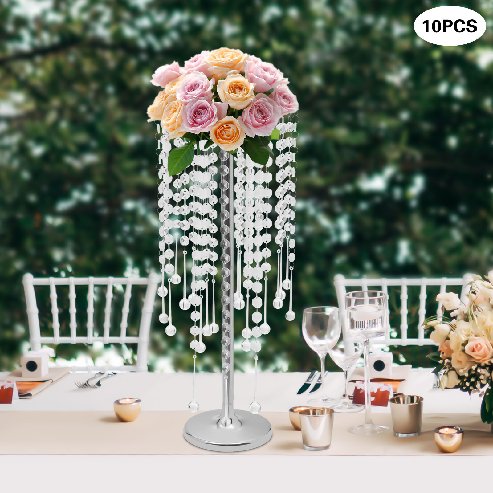 10Pcs 55cm Tall Crystal Flower Stand Centerpieces Vase Wedding Party Decor