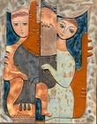 Ruth Faktor (Israeli, b.1937) Multi-Colored Ceramic Relief Art Plaque Sculpture