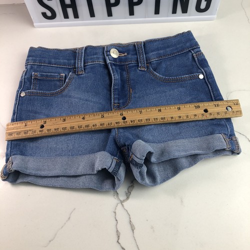 Wonder Nation Shorts Jean Girl Size 4T Adjustable Waist Stretch Blue Used K-2 - Picture 6 of 11