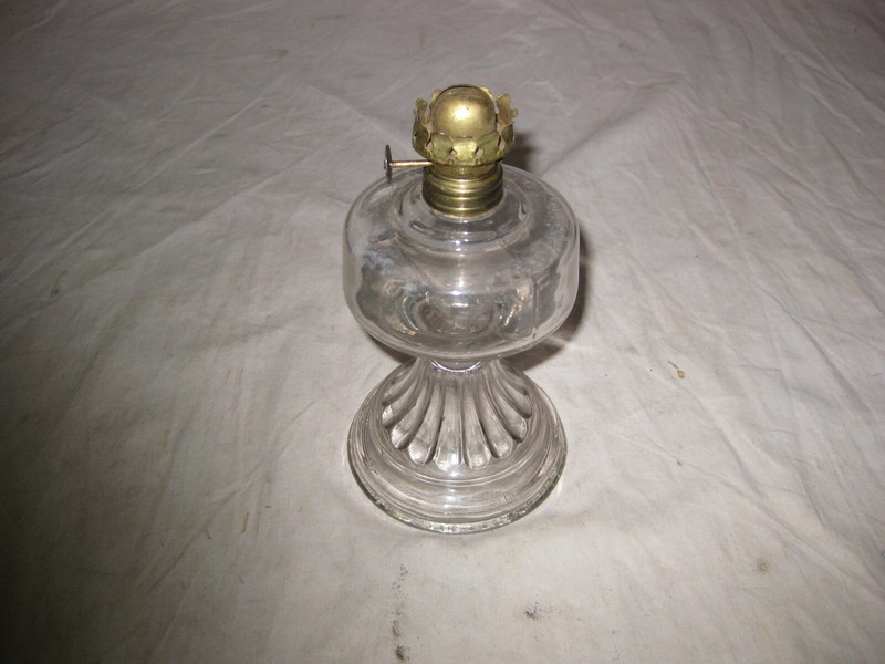 RARE Antique Miniature Glass Kerosene Oil Lamp Clear Glass  