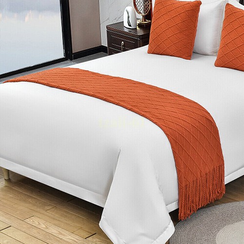 European Knitted Tassel Trimmings Bed Runner Hotel Home Bedroom Decor Bed Flag - Picture 11 of 24