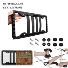 3D American Flag License Plate Frame Holder Car Tag Decal Universal Black CA/USA