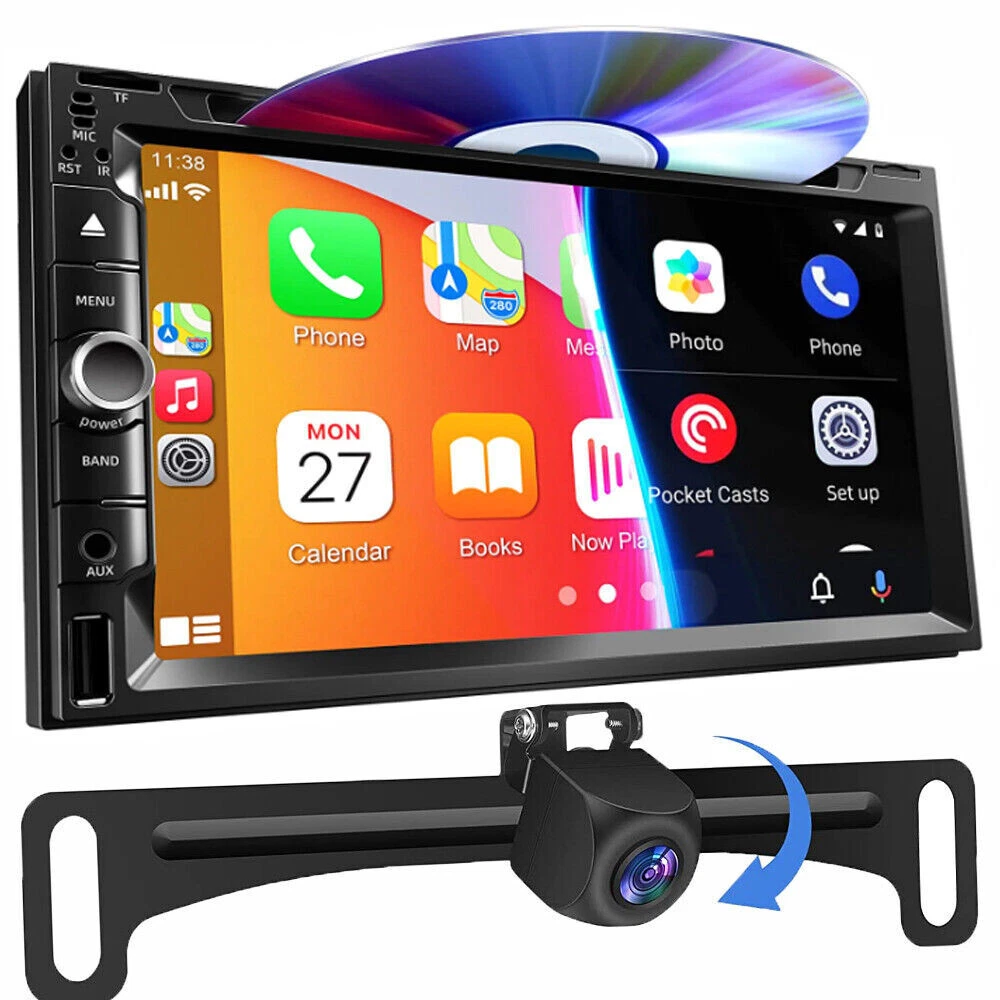 Apple Carplay Screen Portable Wireless Apple Car Play & Android Auto, 7  Touch Carplay Screen for Car Stereo Backup Camera, Car Play Screen with  Mirror