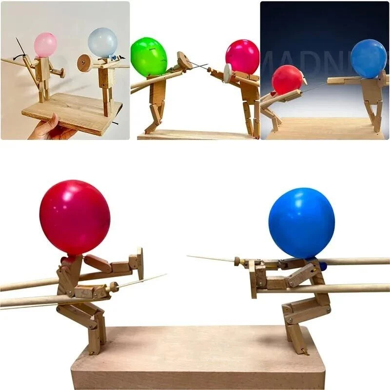 Balloon Bamboo Battle Wooden Bots Battle Game Two-Player Fast-Paced Battle Game - Image 4 of 4