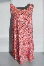 LOFT Orange & White Bird Tie Back Flounce Sun Dress - Large