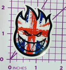 Skater UK Flag Flame Head SPITFIRE - Santa Cruz -Vinyl Decal Sticker Bomb JDM