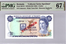 Bermuda $1 Dollar (SPECIMEN) 1984 Pick# 28CS1 PMG 67