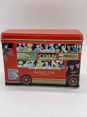 Empty Tin :Ahmad Tea Afternoon Tea 25 Tea Bags London Oxford York Edinburgh