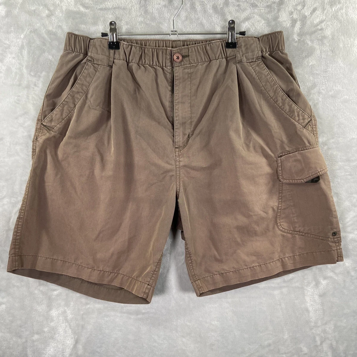 Simms Fishing Shorts men's Large 36 Waist Nano Sphere Elastic Waist Brown  Cargo