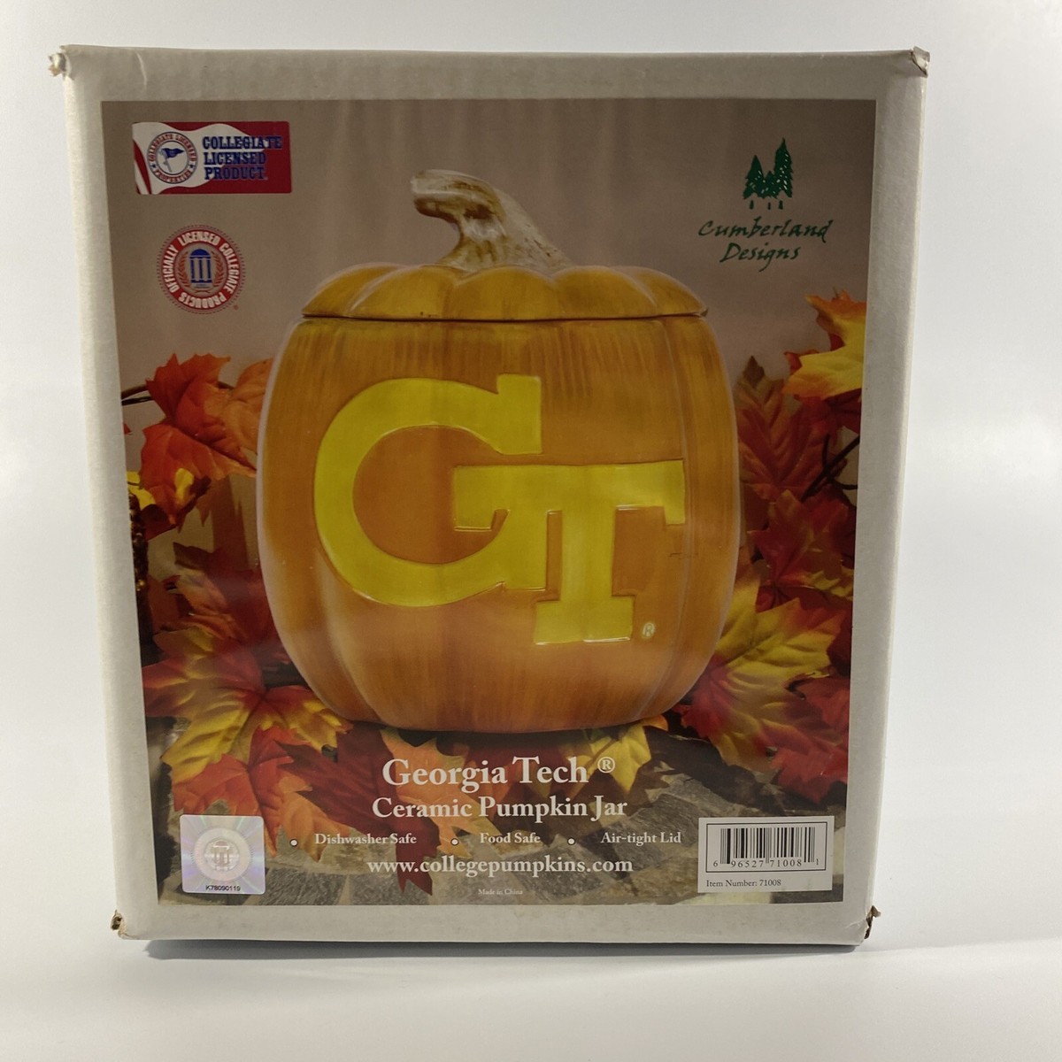Georgia Tech Collegiate Ceramic Pumpkin Jar Cumberland Designs