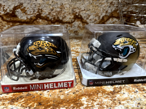 2 Jacksonville Jaguars Riddell Mini Helmets(Throwback and Current) - Picture 1 of 1