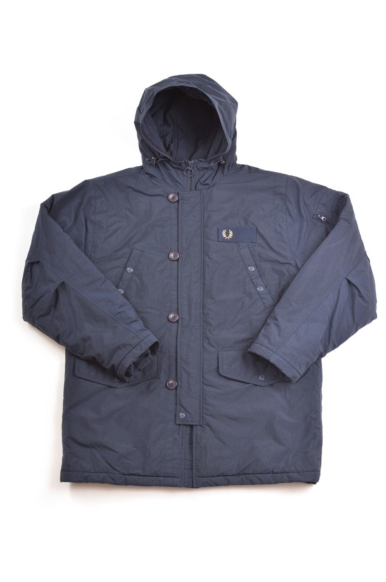 Fred Perry Full-Zip Primaloft Lined Parka Jacket Navy J1254 Fred Perry Full-Zip Primaloft Lined Parka Jacket Navy J1254