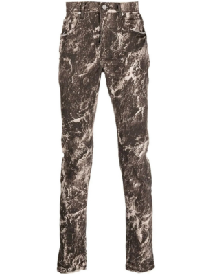 Purple Brand Mens Brown Denim Stone Printed Skinny Jeans Size 32