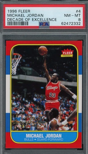 Michael Jordan 1996 Fleer Decade of Excellence Basketball Card #4 Graded PSA 8