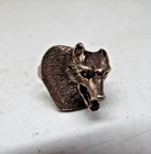 Vintage 925 Sterling Silver 3-D WOLF Head Ring Size 7.5