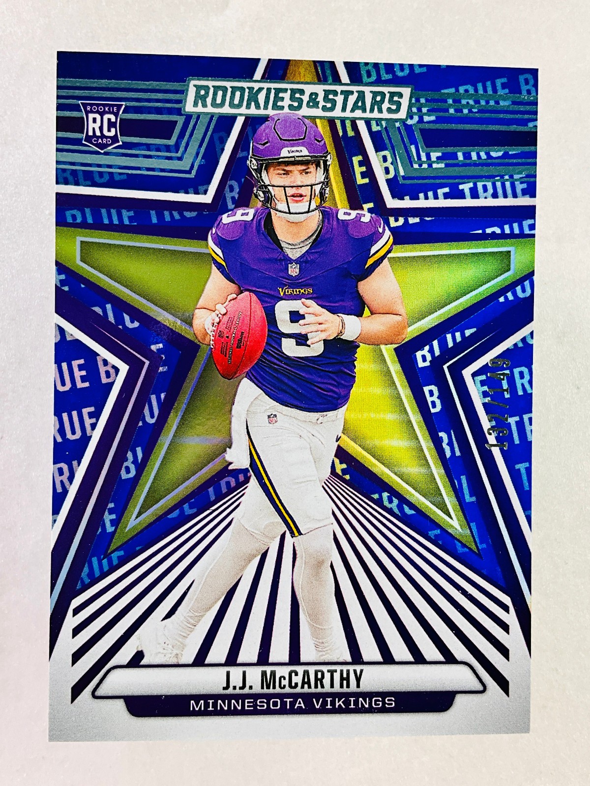 2024 Panini Rookies & Stars - J.J. McCarthy True Blue /149 (RC