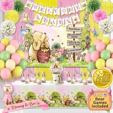 Winnie Baby Shower Decorations Pink   the Pooh Balloons, Backdrop, Welcome Ba...