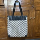 Great Cond. Authentic Gucci Vintage GG Monogram Shopper Tote Bag Blue Lined