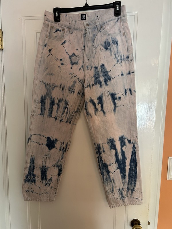 GAP Denim Women's Tie-Dye Lavender Blue Tapered Cotton Denim Jeans Light Wash 8